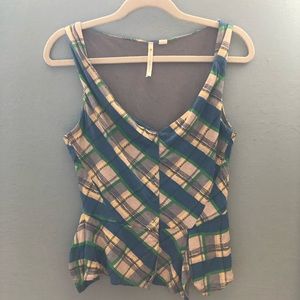 Boutique style plaid printed tank top